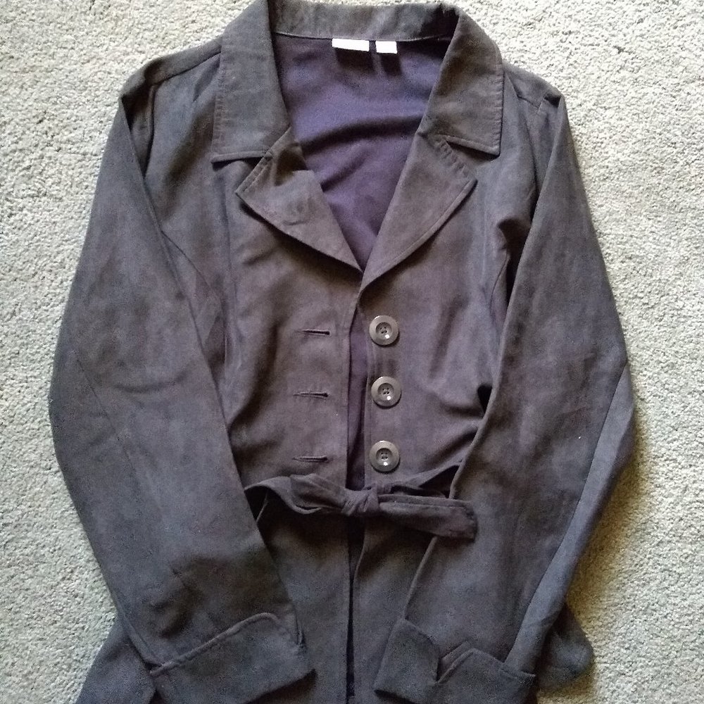 Olive Suede Trench Coat